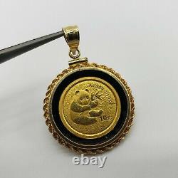 Pendentif de pièce de monnaie de 1/10 once en lingot 999 Panda Chine Yuan 14k plaqué or jaune