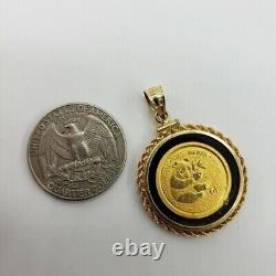 Pendentif de pièce de monnaie de lingot chinois Panda 1/10 once 999 en argent plaqué or jaune 14 carats