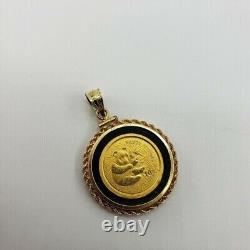 Pendentif de pièce de monnaie de lingot chinois Panda 1/10 once 999 en argent plaqué or jaune 14 carats