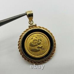 Pendentif de pièce de monnaie de lingot chinois Panda 1/10 once 999 en argent plaqué or jaune 14 carats