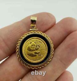 Pendentif de pièce de monnaie en lingot d'or 1/10 once 999 Panda Chine Yuan Plaqué Or Jaune 14 carats