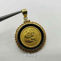 Pendentif de pièce de monnaie en lingot d'or 1/10 once 999 Panda Chine Yuan Plaqué Or Jaune 14 carats