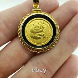 Pendentif de pièce de monnaie en lingot d'or 1/10 once 999 Panda Chine Yuan Plaqué Or Jaune 14 carats