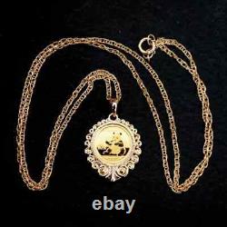 Pendentif en argent sterling 925 pièce en or jaune plaqué panda yuan chinois 2017 14K