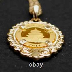 Pendentif en argent sterling 925 pièce en or jaune plaqué panda yuan chinois 2017 14K
