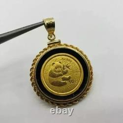 Pendentif en pièce magnifique en argent 925 plaqué or jaune 14K Yuan Panda de Chine