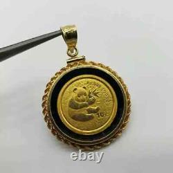 Pendentif pièce en bullion 1/10 once 999 Panda de Chine Yuan plaqué or jaune 14k