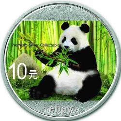 Pièce colorisée en argent pur de 30 grammes Chine Panda 2017 ! Collectionnez la série