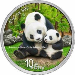 Pièce colorisée en argent pur de 30 grammes Panda de Chine 2024 ! Collectionnez la série