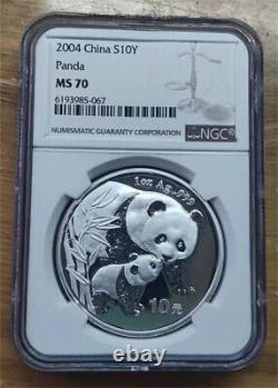 Pièce d'argent Panda de Chine NGC MS70 1oz 2004