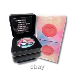 Pièce d'argent colorisée de 30 grammes 999 Panda Chine 2014