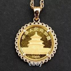 Pièce de 1/20 oz Panda BU Unc en argent 925 plaqué or jaune 14K Chine 1986 9999