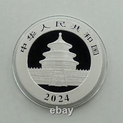 Pièce de 30 g Panda de Chine 2024 en argent 999, qualité BU non circulée