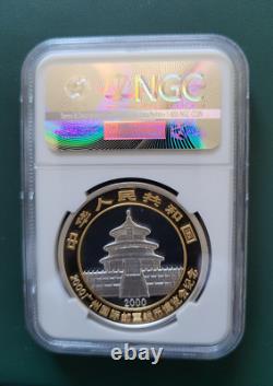 Pièce de Chine 2000 Panda 1 oz 999 Argent NGC MS 69 Expo de Guangzhou Tirage 40 000