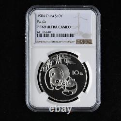 Pièce de monnaie Chine Panda 1984 10 Yuan 27g Pièce d'argent Panda NGC PF69
