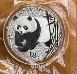 Pièce de monnaie Chine Panda 2001 10YUAN Chine 2001 Panda Pièce d'argent Panda Grande pièce D 1oz