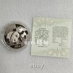 Pièce de monnaie Panda Chine 2008 de 50YUAN en Chine Pièce d'argent Panda Chine 2008 de 5 onces avec certificat d'authenticité et boîte.