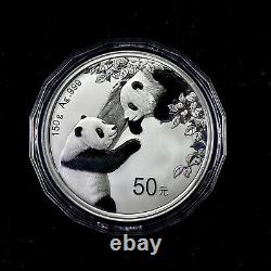 Pièce de monnaie Panda Chine 2023 50 Yuan 150g Ag. 999 Pièce d'argent Panda Coa