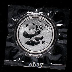 Pièce de monnaie Panda en argent de 10 yuans, 1 once Ag. 999 China Guangzhou Timbres et Exposition de la Monnaie 2000.