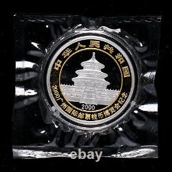 Pièce de monnaie en argent Panda 10 Yuan 1oz Ag. 999 China Guangzhou Timbres et Exposition de Monnaie 2000