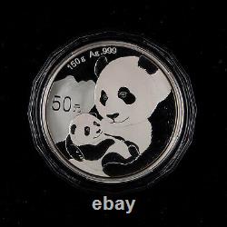 Pièce de monnaie en argent Panda Chine 2019, 50 Yuans, 150g Ag. 999