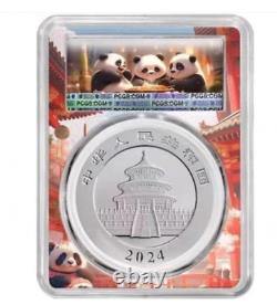 Pièce de monnaie en argent Panda Chine 2024 de 10 yuans, première journée d'émission, 30g
