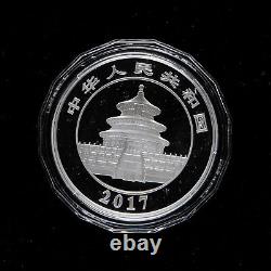 Pièce de monnaie en argent Panda chinois 2017 de 150g, d'une valeur de 50 yuans, en argent pur à 999 %, avec certificat d'authenticité (Coa) et boîte.
