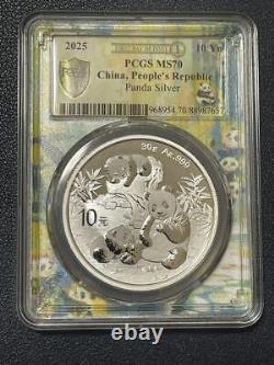 Pièce de monnaie en argent Panda de Chine République populaire de 2025 1 Oz Évaluation PCGS Premier jour