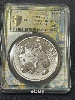 Pièce de monnaie en argent Panda de Chine République populaire de 2025 1 Oz Évaluation PCGS Premier jour
