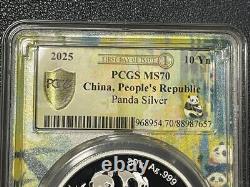 Pièce de monnaie en argent Panda de Chine République populaire de 2025 1 Oz Évaluation PCGS Premier jour