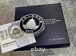 Pièce de monnaie en argent de 5 onces panda Chine 2015, pièce de monnaie en argent commémorative panda Chine de 50 yuans.