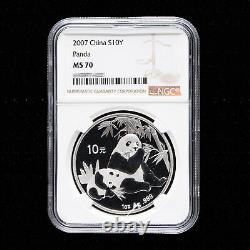 Pièce de panda 2007 Chine Panda Pièce de monnaie 10 Yuan 1oz Ag. 999 Pièce d'argent Panda