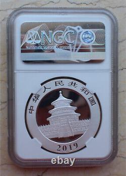 Pièce de panda en argent NGC MS70 Chine 2019 de 30g (Premier jour d'émission)