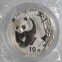 Pièce de panda en argent de Chine 2001, 10 yuans, 1 once