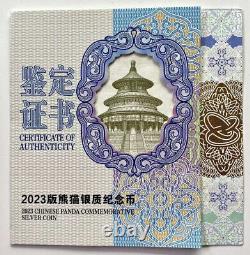 Pièce de panda en argent de Chine 2023 de 150g (150 grammes)