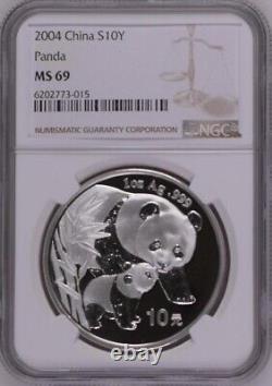 Pièce en argent 1 once Panda Chine 2004 NGC MS69
