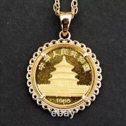 Pièce en argent 925 Panda BU Unc 1/20 Oz. 9999 Chine 1986 plaquée or jaune 14K