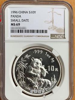 Pièce en argent Panda Chine 10 YUAN Chine 1996 Pièce en argent Panda 1 once