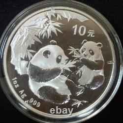 Pièce en argent Panda Chine 2006 de 10 yuans, 1 once avec boîte