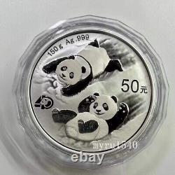 Pièce en argent Panda Chine 50YUAN de 2022, 150g, avec boîte et certificat d'authenticité (COA)