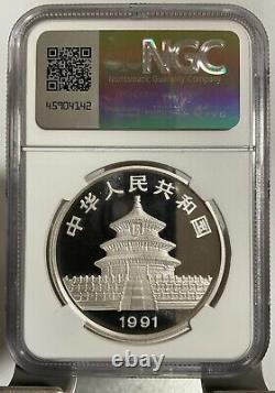 Pièce en argent Panda de 10 YUAN de Chine 1991 1 oz NGC MS 69 Petite date