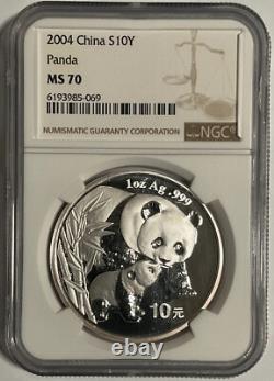 Pièce en argent Panda de Chine 2004 1 oz, NGC MS70