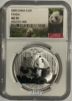 Pièce en argent Panda de Chine 2009 1 oz, NGC MS70
