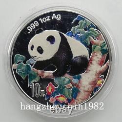 Pièce en argent Panda de Chine de 1998 de 10 yuans, 1 once, avec couleur