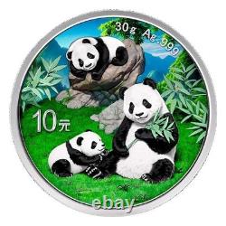 Pièce en argent colorisée Panda chinois 30g 2025
