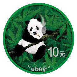 Pièce en argent colorisée de 1 oz Panda chinois 2014 - Cannabis vert cybernétique