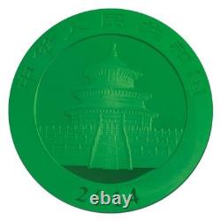 Pièce en argent colorisée de 1 oz Panda chinois 2014 - Cannabis vert cybernétique