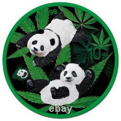 Pièce en argent colorisée de 30g avec un panda chinois cyber vert de 2022