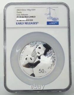 Pièce en argent commémorative panda NGC PF70 Chine 2023 de 150g avec COA