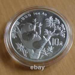 Pièce en argent de 10 Yuan Panda de Chine 1995 1 oz 99,9 % d'argent dans une capsule